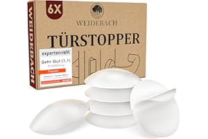 WEIDEBACH® 6x discreti fermaporta maniglia a muro, fermaporta maniglia silicone bianco, paracolpi adesivi 40x8mm, gommini porte muro per qualsiasi superficie, salva porte