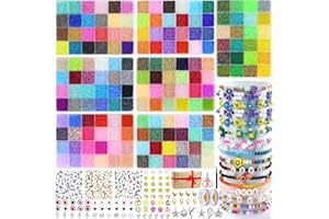 VTSHENY 168 Couleurs 74746 Pièces Perles pour Bracelet, Perles de Rocaille 2mm Perles pour Bijoux Adulte avec 450pc Lettres Souriantes Perles &Pendentif pour Fabrication de Bracelets Collie Boucles d'oreilles