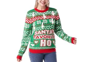 Giggling Getup Świąteczny brzydki sweter z żarówkami laski cukrowej, świecący świąteczny sweter z długim rękawem brzydki świąteczny sweter z dzianiny dla kobiet, mężczyzn