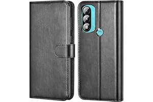 NWNK13 For Motorola Moto E20 / E30 / E40 Case Leather Wallet Book Flip Folio Stand View Magnetic Closure with Card Slots Cover for Moto E30 (Black)