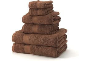 Boncasa - Juego de Toallas - 100% Algodón Peinado (no regenerado) - Calidad Ring Spun - Tacto Suave - 450 gr/m2 (Marrón, Set 6 Piezas)