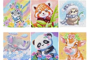 Kssvzz 6 Pezzi Diamond Painting Kit Completo, 5D Pittura Diamante per Bambini e Adulti Principianti, Diamantini Crystal Art, DIY Kit Pittura Diamante