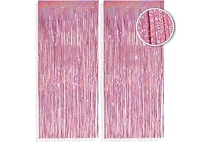‎PHENO FLAGS PHENO FLAGS 2 Stück Rosa Lametta Vorhang, 1x2,5m - Glitzernde Silvester-Deko im Funkelnden Metallic-Look, Lametta Girlande für Ihre Party