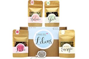 ‎OWLBOOK OWLBOOK Sinne des Lebens Tee Geschenk-Box mit 4 verschiedene Sorten Tee und Tee-Ei Geschenke für Frauen