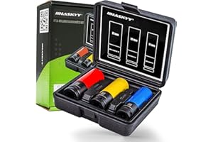 HASKYY 3 tlg. Schlagschrauber SET Nüsse SW17 / SW19 / SW21 mm Schoneinsätze 1/2" für Radschrauben & Radmuttern zum Schutz der Alufelgen CSE3-21