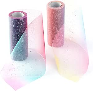 GORGECRAFT 24 Yards Nastro Elastico Pieghevole Arcobaleno - 6 Stili, Larghezza 5/8'' - FOE Glitter Per Cucito, Elastici Per Capelli, Cinture E Fai Da Te