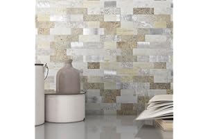 BeNice Stick on Wall Tiles Kitchen,Marble Splashback Mosaic Tiles Stickers Self Adhesive Bathroom Matte(5 pcs Forest Grey)