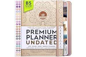 FREEDOM MASTERY Planificador de la ley de atracción: planificador semanal de lujo sin fecha, mensual, un viaje de 12 meses para aumentar la productividad y la felicidad: organizador de vida
