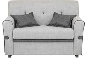 Totò Piccinni Divano 2 Posti in tessuto con Cuscini Imbottito, con Braccioli (Grigio Chiaro)