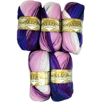 Alize 5 x 100 g 500 g Knitting Yarn with Colour Gradient ...
