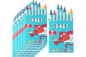 Partituki Gadget Compleanno Bambini 40 Sets di 7 Pastelli a Cera Colorati. Regalini Pignatta Compleanno Bambini. Con Certificato CE di Non Tossicità
