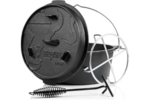 ‎BBQ-TORO BBQ-Toro Dutch Oven Premium Serie | 9,0 Liter (DO9P), Topf ohne Füße | bereits eingebrannt - preseasoned | Verschiedene Größen | Gusseisen Kochtopf | Bräter mit Deckelheber