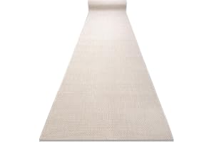 Gångmatta SION sisal look, plattvävd matta, slitstark och lättskött, inom- och utomhus, kök hall balkong terrass, kräm 100x38