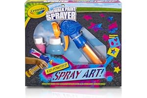 Crayola Washable Sidewalk Paint Sprayer Kit Outdoor Art Gift for Kids 6 & Up, Includes Paint Sprayer, Neon Paint Bottles & Stencils for Creating Vivid Outdoor Art, Washes Away Easily