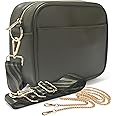 Lily England Cross Body Bag Women - Multiple Pockets - Adjustable Wide Strap and Chain - Black Handbag Crossbody - Over the Shoulder Bag