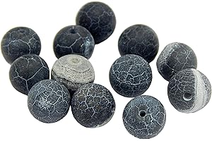 PERLIN Perlas de piedra natural de ágata, blancas y negras con acabado mate, piedras preciosas redondas de 6 mm naturales, R238B