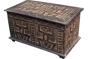 GURU SHOP Guru-Shop Cassettone in Legno di Balsa Intagliato a Mano in 3 Misure, Legnodibalsa, Dimensioni: 17x60x17 cm, Cassapanche, Scatole, Casse