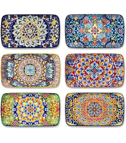 Brandani 53186 Alhambra Plateau Hors D'de Beauvais 3PC Ensemble De Porcelaine Et Bambou Naturel, Multicolore