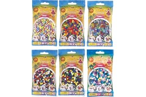 Happy Price Toys Hama Midi Perline da stirare rotonde (Kon-12) Convulut 6 colori (mix pastello, mix neon, glitter mi) + istruzioni per la stiratura con 3 modelli di design