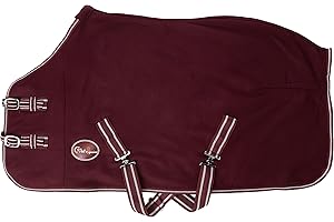 Cwell Equine TRAVEL FLEECE RUG/Cooler Standard Neck BURGUNDY Choice of Sizes (5'6")