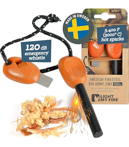 Cresbel 3 stuks vuurstaal: survival vuursteen, vuurstarter set met paracord tonder, vuursteen met extreem sterke vonken, vuurstarter voor camping, outdoor, bushcraft, survival