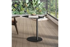 [en.casa] Tavolino Laterale da Divano Tavolino in Metallo uso Esterno e Interno Tavolo Consolle con Piano di Appoggio Trapezoidale - Nero Opaco