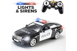 Prextex RC Police Car Remote Control Toy with Lights and Siren - Radio Control Vehicle for Boys 5 Years and Up - Great Gift and Stocking Filler