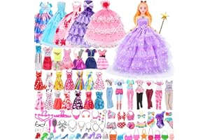Chennyfun 67 Vêtements & Accessoires de Poupée 4 Robes Chic + 5 Robes de soirée + 5 Tenues(Top+ Pantalons/Jupe) + 3 Maillots de Bain + 10 Chaussures + 40 Accessoires pour Poupée Fille de 11,5 Pouce