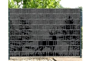 PerfectHD Zaunsichtschutz - Sichtschutz mit Motiv - Florenz Forest 3 - Sichtschutzstreifen für Doppelstabmattenzaun - 9 Streifen - 19 cm breit - 24 Varianten