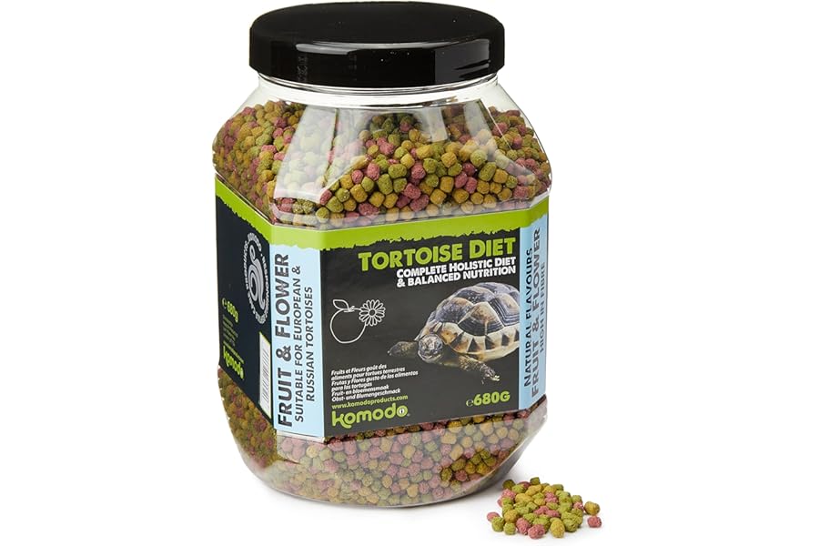 Komodo Complete Holistic Tortoise Diet Fruit and Flower 680 g, Balanced food for Tortoises, Natural Flavoured Tortoise Food