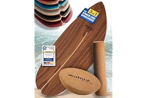 WAHU Balance Board – Balance Board con unica forma Rocker con rullo – Surf Balance Board (100% legno) | Balance Board in legno | 100% divertimento garantito