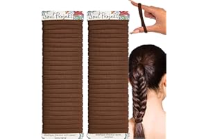 Soul Projekt Elastique Cheveux Brun, 50 Pièces 8mm Résistants Élastiques Cheveux Fille, Homme et Femme, Chouchou Chevéux avec Anti-Casse Sans Accrochage pour Queue de cheval, Tresses et Salle de sport