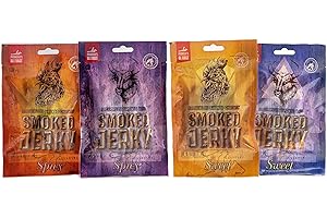 NEW BEER SNACK - Jerky Mix - Snack protéiné à la viande séchée - Bœuf et poulet - Provision séchée fumée - Grignotage épicé, sucré & piquant - 12x50 g