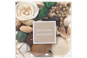 Qingbei Rina Large Pot pourri,Peach Scented Pot pourri Dried Flowers,Bowl Vase Filler,Fragrance Vial Included,Christmas Home Party Wedding Decoration,Gift (400g White)