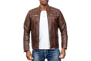 Elara Giacca da Uomo Vera Pelle Look da Motociclista Chunkyrayan