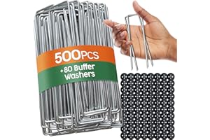 Lot de 100 piquets d'ancrage au sol + 16 rondelles incluses – 150 mm de long, 25 mm de large, Ø 3 mm – pour jardin, paillis et gazon artificiel, en métal, galvanisé, camping, voyage, acier