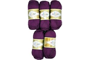 ALIZE 5 x 100 Gramm Wolle Diva Batik einfarbig, 500 Gramm merzerisierte Strickwolle microfiber-Acryl (lila 297)