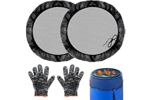 GOWTX Pack of 2 Adjustable Rain Butt Cover, 60 cm Rain Butt Protective Net, Weather-Resistant Rain Barrel Net, Rain Barrel Net Cover, Mosquito Protection, Rain Barrel Net with Drawstring Gloves for Garden
