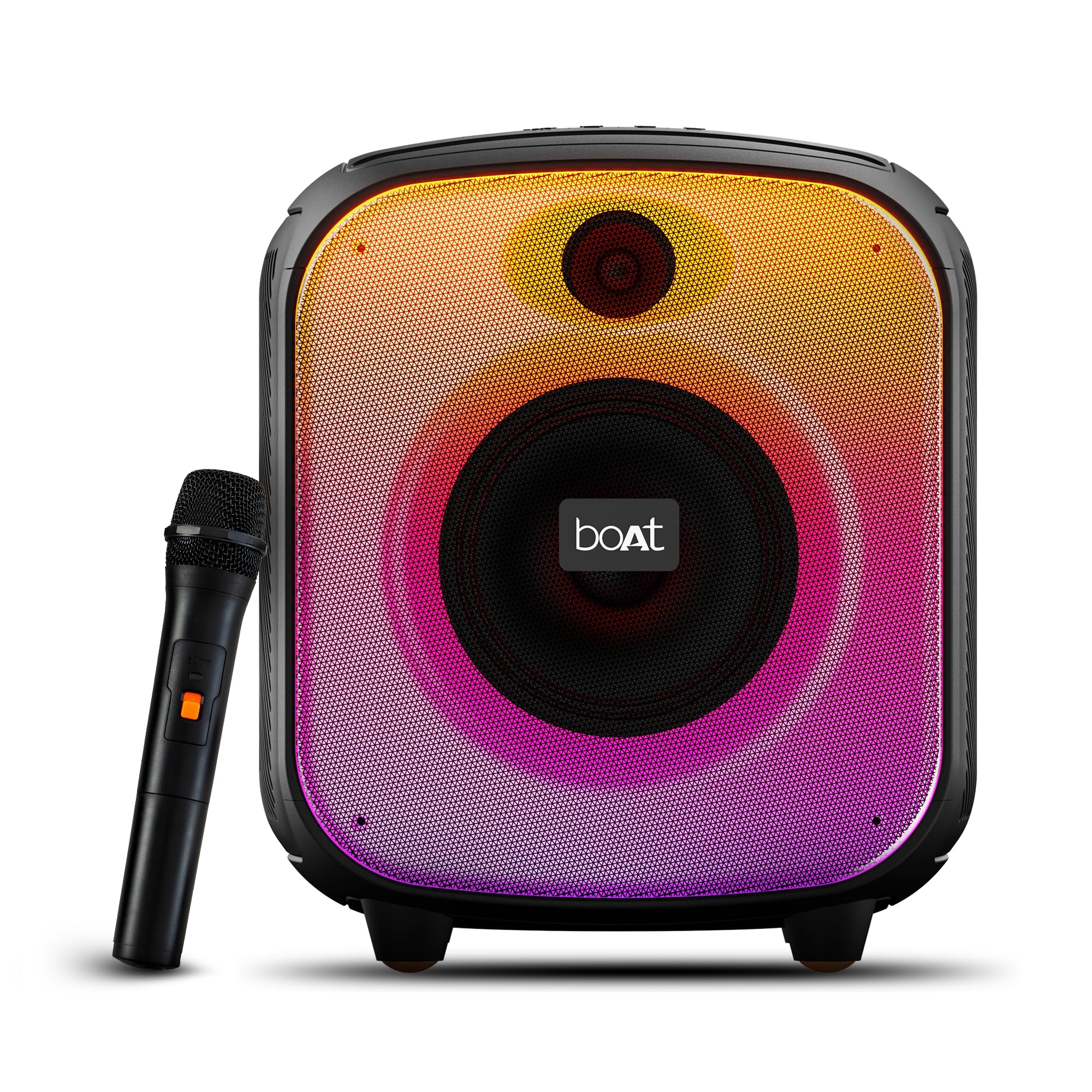 boAt PartyPal 63 Pro Bluetooth Speaker with 30 W Signature Sound, Karaoke with Mic, Customizable RGB LEDs, Wireless Mic, Upto 8 hrs Playback, BTv5.3, TWS Mode, Bass Boost, AUX & Port(Midnight Black)