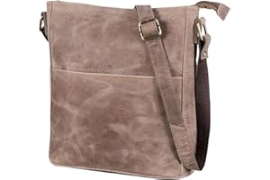 LEABAGS Leder Handtasche Damen I Premium Echtleder Umhängetasche I Schultertasche I Damentasche I Tragetasche für Arbeit Uni Schule Freizeit