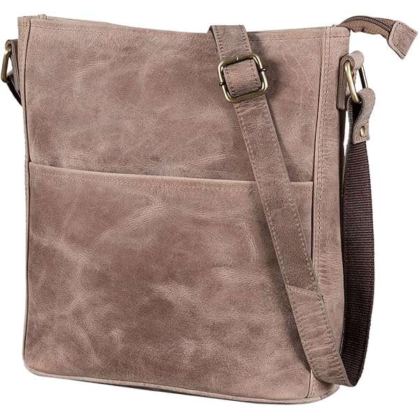 LEABAGS Leren handtas voor dames, premium echt leer, schoudertas, damestas, draagtas voor werk, universiteit, school, vrije tijd, Vintage donkerbruin, Medium, Boheems, gedeconstrueerd, minimalistisch