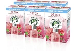 Elephant Infuse À Froid Bien-Etre Detox, Eau Froide Infusée, Boisson D'Été Rafraichissante, Aromatisée Healthy, Infusion 90 Sachets Pyramid , Detox 90-Unité - (Lot De 6X 15 Sachets)