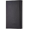Amazon Basics Taccuino classico con pagine bianche, Misura Grande, Nero, 13.5 x 21 cm