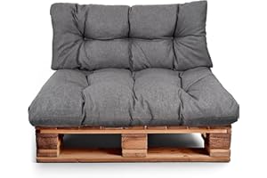 Best Wool Cojines para palets – cojin de Asiento 120x80cm + Respaldo 120x40cm – cojin Palet Relleno de Espuma granulada - en la terraza y en el jardín