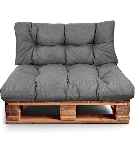 Cuscini Per Pallet Da Esterno, Set Cuscino Divano Da Giardino Europallet, Lavabili - Limone (Set 120x60 + 120x50 Cm)