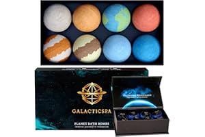Galacticspa Planet Themed Bath Bombs / 8 x 60g Handmade Luxury Bubble Bath Fizzer Set/Non-Staining, Vegan, Cruelty-Free/Spa Gift for Men, Women and Kids
