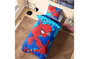 Marvel Spiderman Juegos de Fundas Nórdicas, Pack con Funda Edredón Niño y Almohadas - Talla Única (Azul Spiderman)