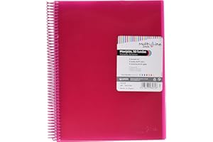 GRAFOPLAS Grafoplás | Carpeta de Fundas y Tarifarios | A4 | 50 Fundas Transparentes | Color Rosa Fucsia | Espiral PVC | Tapas Polipropileno | Gomas de Cierre | Maxiplás Multiline