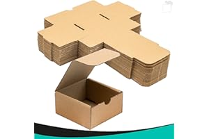 EPIEZA Pack cajas 7.5 x 7.5 x 4 | cartón pequeñas, para envíos ecommerce automontables kraft, paqueteria, joyería, regalo, repostería, jabón, packaging, regalos, envio postal. Medidas (Pack 25, Marrón)