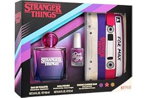 AIR-VAL INTERNATIONAL NETFLIX Stranger Things Geschenkset: Eau de Toilette 100ml, Nagellack und Handyhülle in Retro-Kassetten-Optik für Mädchen